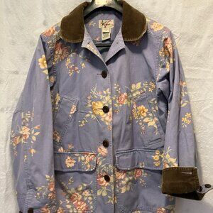 L.L. Bean Chore Barn Coat Petite Blue Floral PM